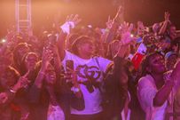 The audience singing along