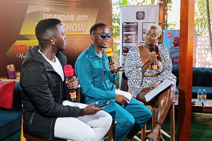 L-R: BigBoy Shaque (emcee), Bonny Kibuuka and Harmony Kyomugisha (emcee)