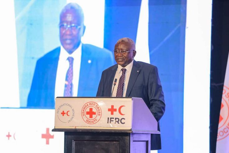 Robert Kwesiga, the Secretary-General URCS speaking at the event