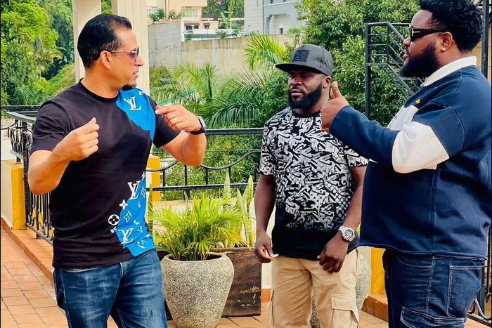 Talent Africa Group's Aly Alibhai with Madrat and Chiko