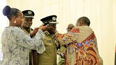 The handover and takeover ceremony, held at Police headquarters in Naguru, Kampala, was presided over by the Minister of Internal Affairs, Maj. Gen. Kahinda Otafiire.