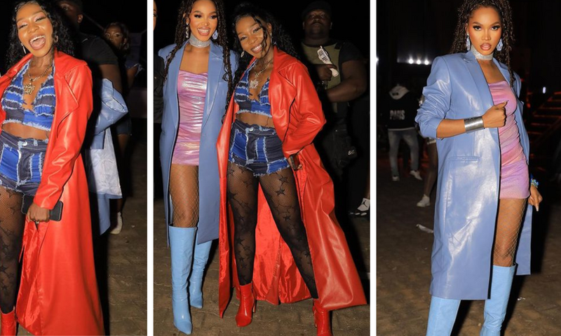 Spice Diana and Karole Kasita in trench coats ruled the night at Kololo/Instagram