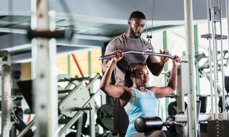 A lady training in a gym