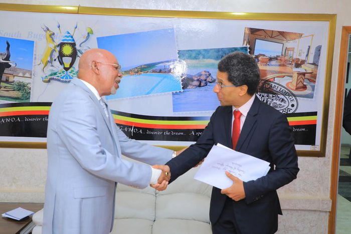 Hon Jeje Odong holds a meeting with HE Xavier Stocker, Ambassador of France to Uganda