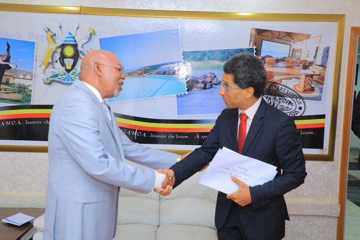 Hon Jeje Odong holds a meeting with HE Xavier Stocker, Ambassador of France to Uganda