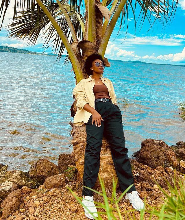 Barbie Kyagulanyi at One Love Beach in wholesome casual look/Instagram