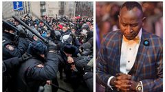 Russian security forces battled with protesters last week as predicted by Mbonye