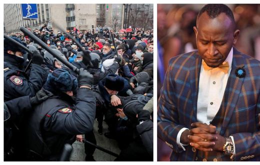 Russian security forces battled with protesters last week as predicted by Mbonye