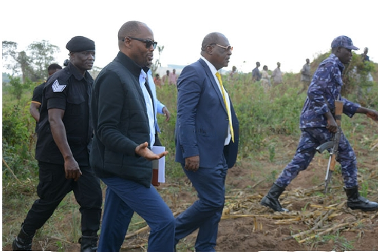 Minister Sam Mayanja at the scene where the incident took place last week