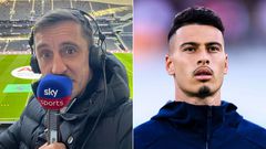 Gary Neville (left) and Gabriel Martinelli