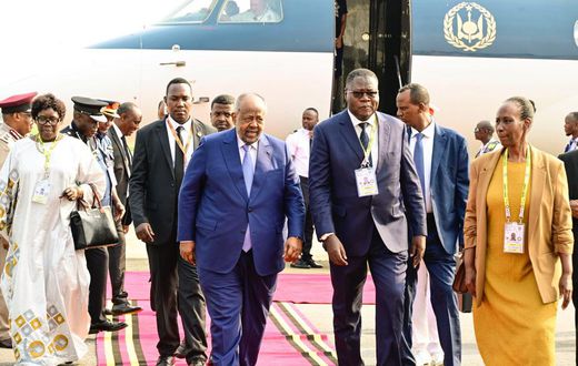 Ismail Omar Guelleh, the President of Djibouti, on arrival at Entebbe International Airport for the ongoing Non-Aligned Movement Summit