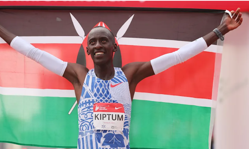 Kelvin Kiptum won the 2023 Bank of America Chicago Marathon with a time of 2:00:35