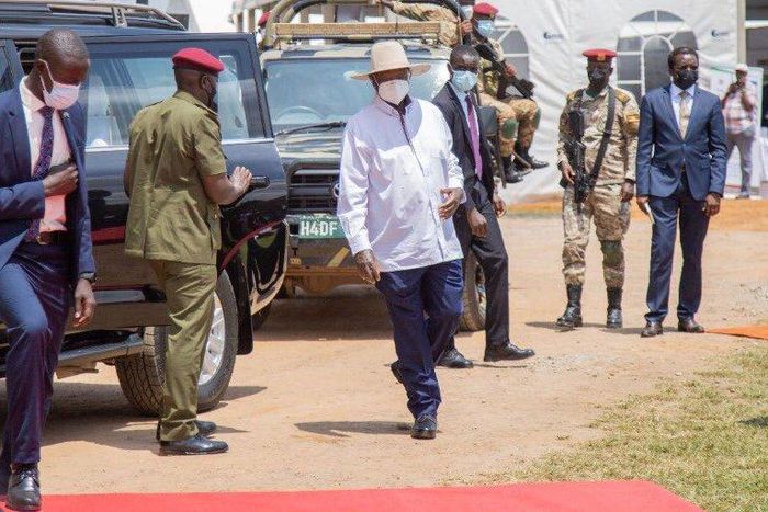 President Yoweri Museveni arriving in Namutumba for the Labour Day celebreations