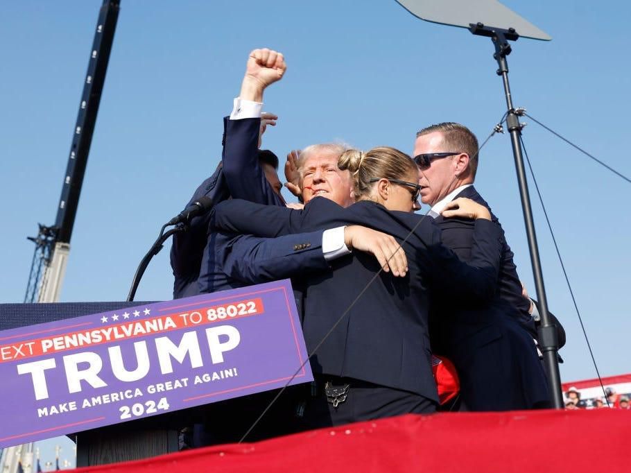 Donald Trump said he was struck in the ear when a shooter opened fire during a campaign rally in Butler, Pennsylvania, on Saturday