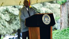 President Yoweri Museveni addressing the delegation