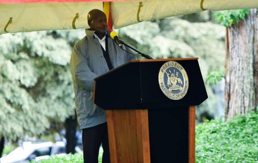 President Yoweri Museveni addressing the delegation