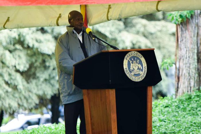 President Yoweri Museveni addressing the delegation
