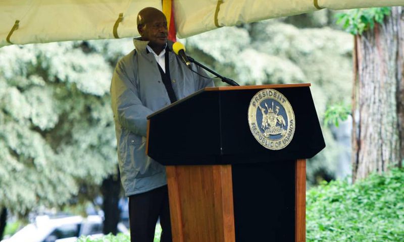 President Yoweri Museveni addressing the delegation