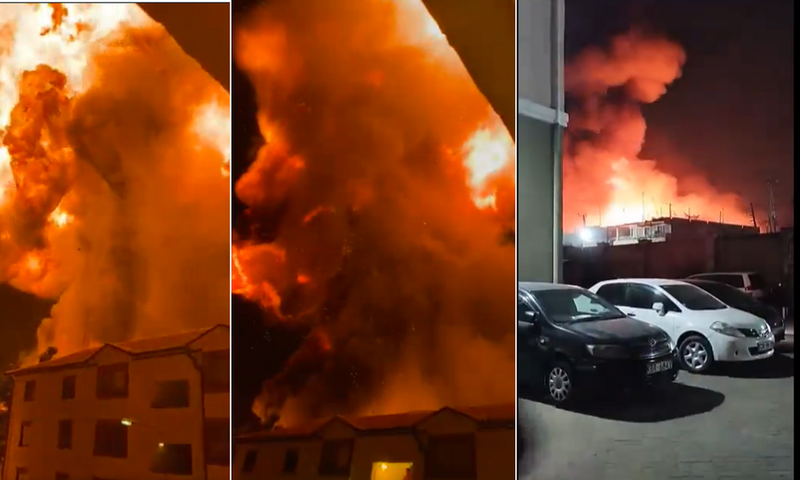Explosions were reported a few minutes after midnight on Thursday today at a gas plant near Skyline Estate in Embakasi, Nairobi .