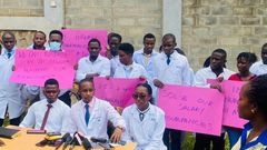 Medical interns during a strike over pay