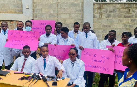 Medical interns during a strike over pay