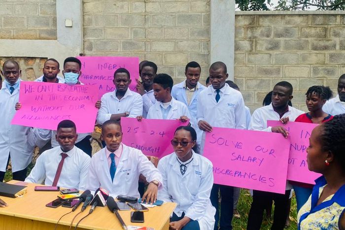Medical interns during a strike over pay