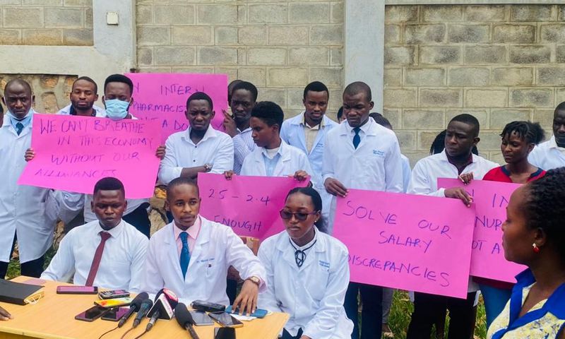 Medical interns during a strike over pay