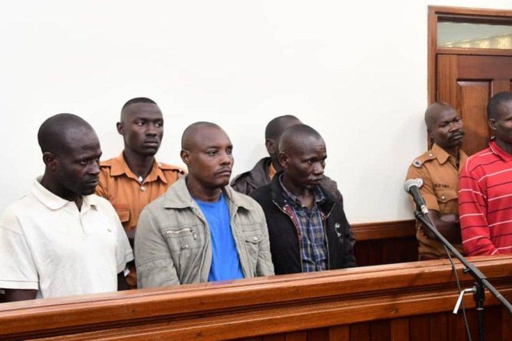 The four suspects in court yesterday