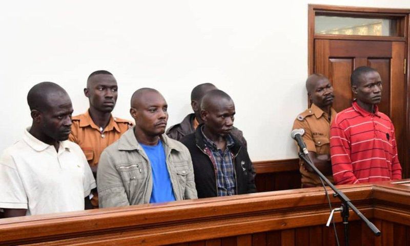 The four suspects in court yesterday