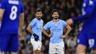Carabao Cup Third Round Manchester City v Chelsea Riyad Mahrez 26 and Ilkay Gundogan 8 of Manchester City await taking a free-kick during the Carabao Cup Third Round match Manchester City vs Chelsea