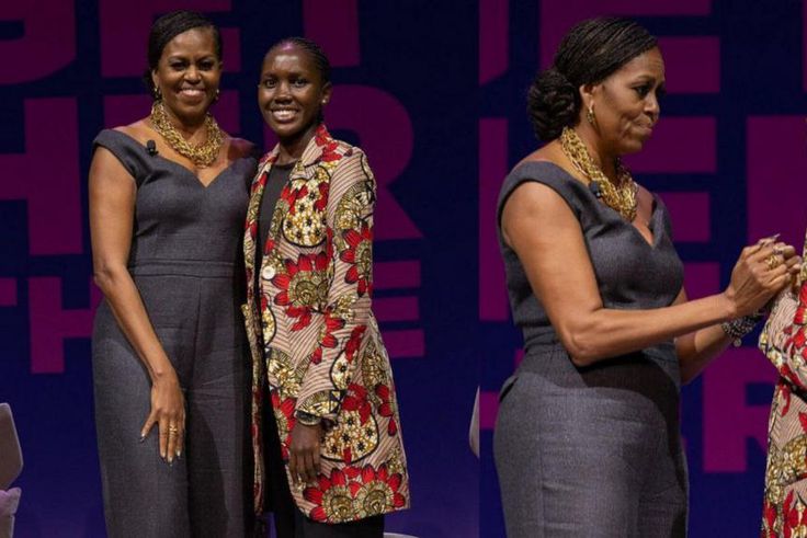 Claire Akumu with Michelle Obama in New York