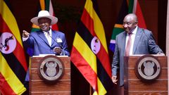 Presidents Yoweri Museveni and Cyril Ramaphosa
