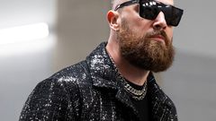 Travis Kelce was spotted singing along to Taylor Swift's "Love Story" at a Las Vegas nightclub. This photo of him is not from the same night.Luke Hales/Getty Images