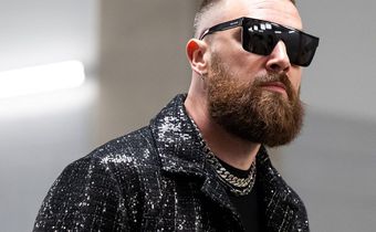 Travis Kelce was spotted singing along to Taylor Swift's "Love Story" at a Las Vegas nightclub. This photo of him is not from the same night.Luke Hales/Getty Images