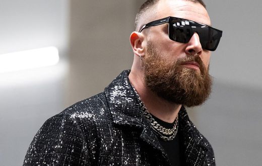 Travis Kelce was spotted singing along to Taylor Swift's "Love Story" at a Las Vegas nightclub. This photo of him is not from the same night.Luke Hales/Getty Images