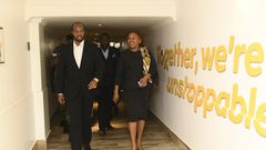 The MTN Uganda CEO (R) gives His Majesty King Oyo (L) a tour of the MTN Uganda head office