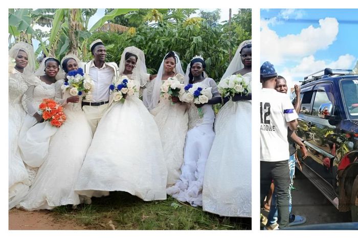 Hajj Habib Nsikonnene yesterday held a procession through Mukono after wedding his seven women