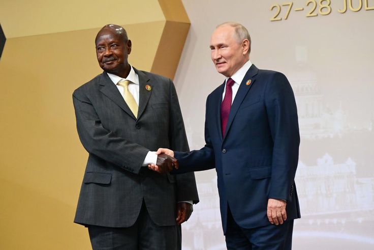 Museveni shakes hands with Putin at the Russia-Africa Summit