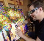 John Bramblitt and his painting [3PlayMedia]