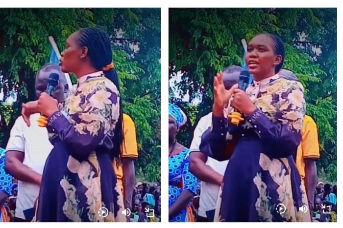 Nyamutoro looked dazzling long-sleeved light and dark floral print dress