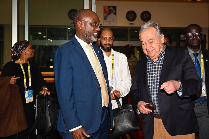 United Nations (UN) Secretary-General Antonio Guterres flew into Kampala for the 19th Non-Aligned Movement (NAM) and G-77+ China summits.