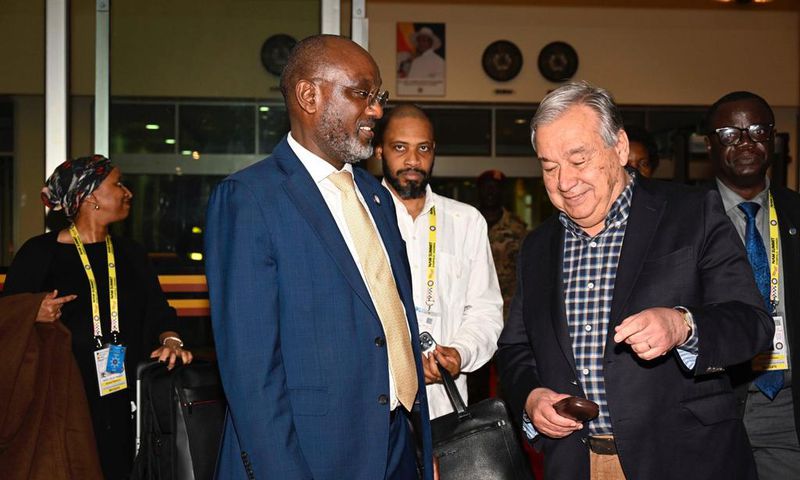 United Nations (UN) Secretary-General Antonio Guterres flew into Kampala for the 19th Non-Aligned Movement (NAM) and G-77+ China summits.