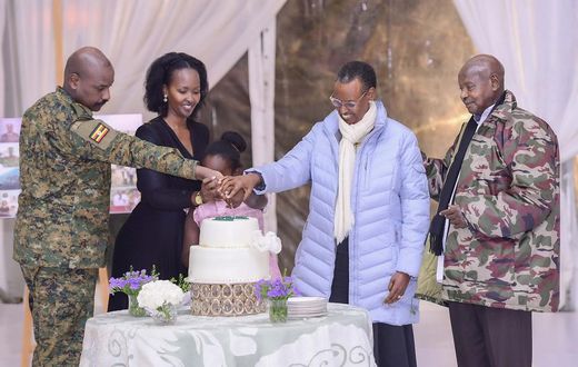 President Yoweri Museveni and First Lady Mama Janet hosted a dinner on Sunday evening, April 28 to celebrate the 50th birthday of the Chief of Defence Forces Gen Muhoozi Kainerugaba.