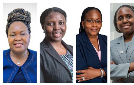 Minister Ruth Nankabirwa, PS Irene Batebe, Proscovia Nabbanja, and Mariam Nampeera