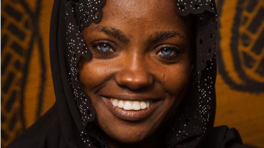 Risikat has blue eyes [bbc]