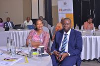 Ministers Balaam Barugahara and Davinia Anyakun at the convention