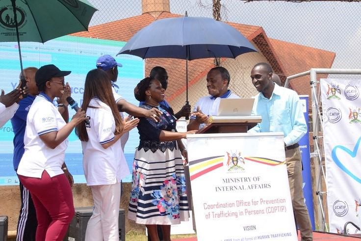 Lt  Gen Joseph Musanyufu (Permanent Secretary Min of Internal Affairs) with other stakeholders launching the online Directory of Service Providers on Sunday