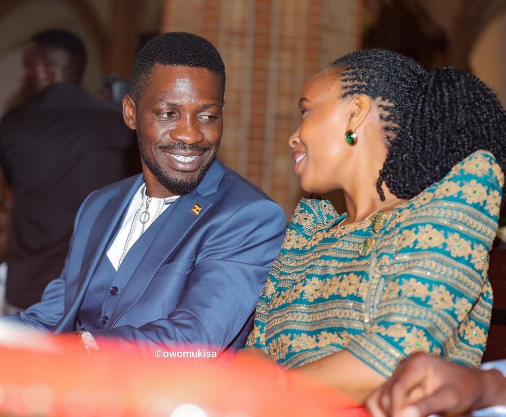 Bobi Wine and Barbie Kyagulanyi at the church service to confer Holy Matrimony on Chairman Nyanzi and Majorine Namukisa