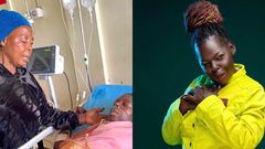 Left: Asia with her mother on the hospital bed. Right: Asia.