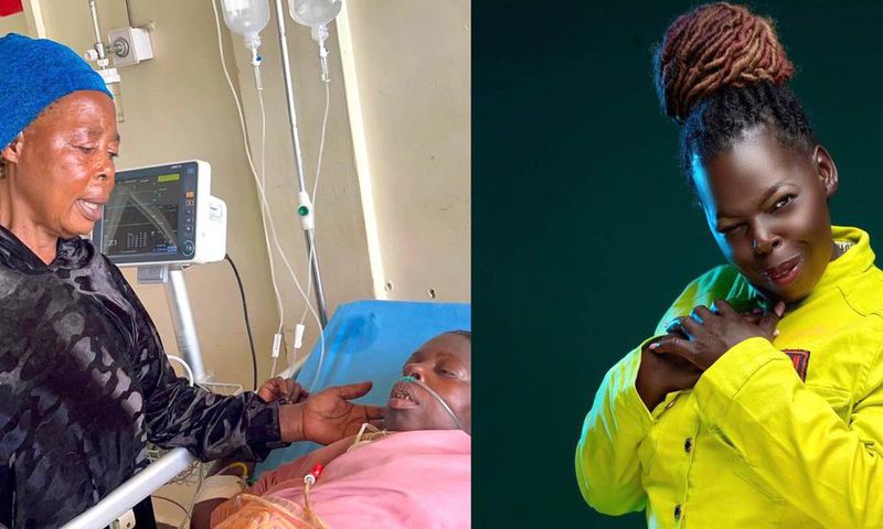 Left: Asia with her mother on the hospital bed. Right: Asia.